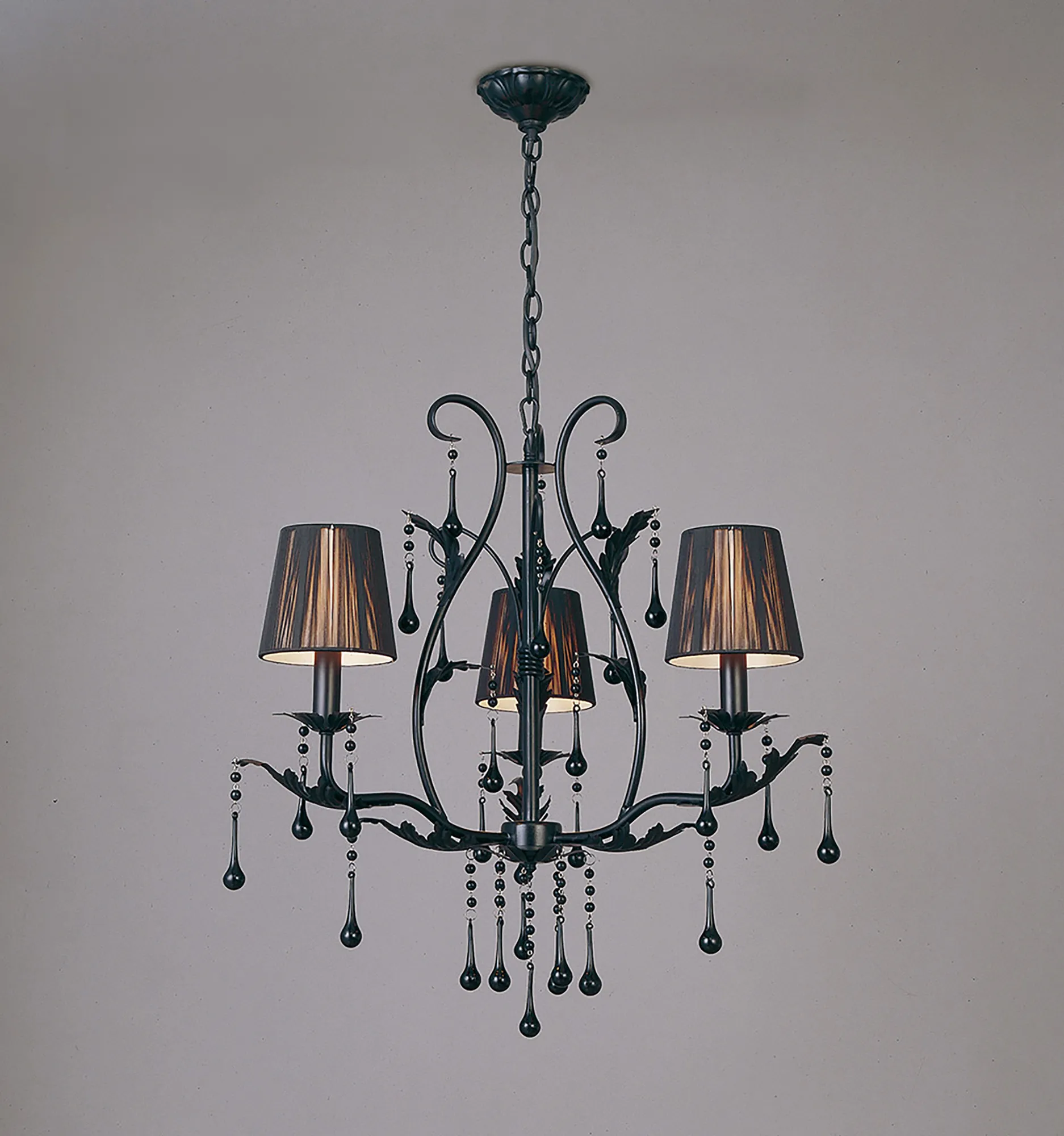 IL40023  Flur Chandelier 3 Light Black